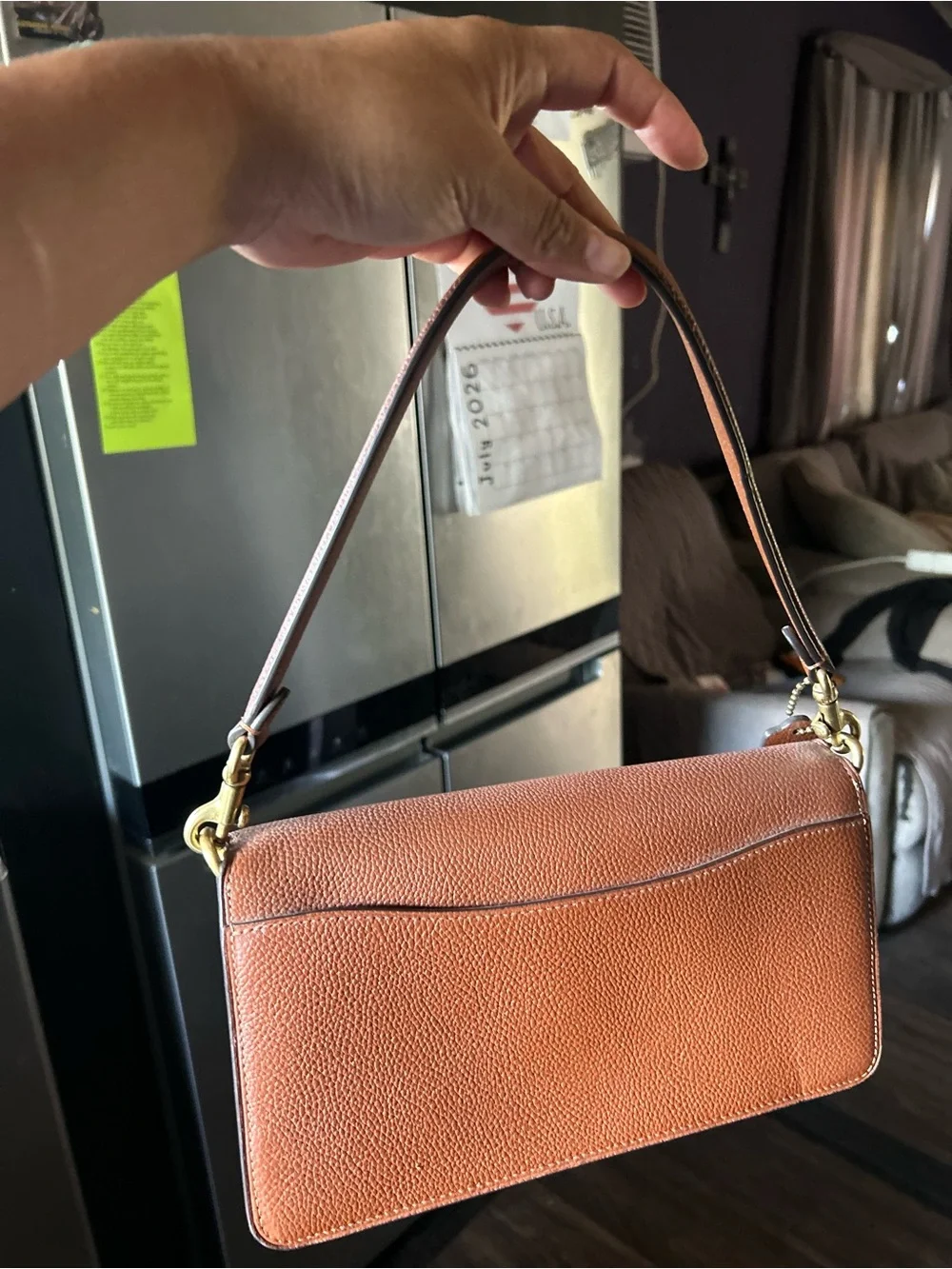 Coach Tabby Caramel Brown Leather Shoulder Bag with Gold 'C' Hardware